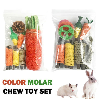 Hamster Guinea Chinchillas Tooth Cleaning Toy Small Animal Chew Toys Bundle For Bunny Molar Grinding Toys Rabbit Accessories - Slobuy