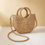 Handwoven Straw Rattan Half-Moon Beach Handbag Large Capacity Women Summer Hollow Out Crossbody Shoulder Bag - Slobuy