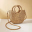 Handwoven Straw Rattan Half-Moon Beach Handbag Large Capacity Women Summer Hollow Out Crossbody Shoulder Bag - Slobuy