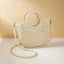 Handwoven Straw Rattan Half-Moon Beach Handbag Large Capacity Women Summer Hollow Out Crossbody Shoulder Bag - Slobuy