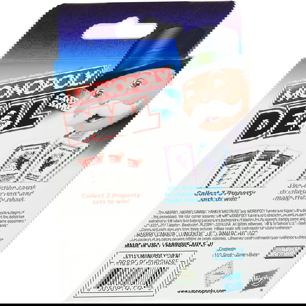 Hasbro Monopoly Deal Blue Box English Version Card Game Family Funny Entertainment Board Games Fun Poker Playing Cards Kids Toys - c1c3f9-f2.myshopify.com