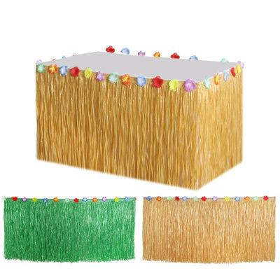 Hawaiian Party Decorations Tropical Luau Grass Table Skirt Luau Party Hula Skirt Tiki Hawaii Themed Summer Beach Birthday Party - Slobuy