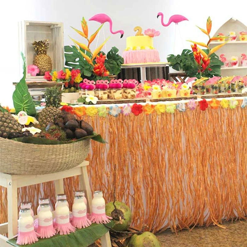 Hawaiian Party Decorations Tropical Luau Grass Table Skirt Luau Party Hula Skirt Tiki Hawaii Themed Summer Beach Birthday Party - Slobuy