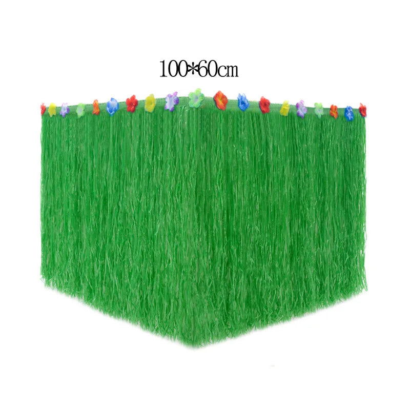 Hawaiian Party Decorations Tropical Luau Grass Table Skirt Luau Party Hula Skirt Tiki Hawaii Themed Summer Beach Birthday Party - Slobuy