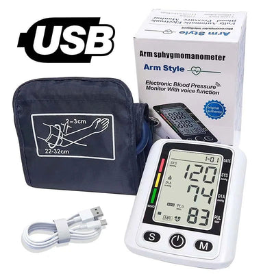 Health Care Digital LCD arm tensiometers Blood Pressure Monitor Heart rate Meter Large Cuff Sphygmomanometer Portable Tonometer - Slobuy