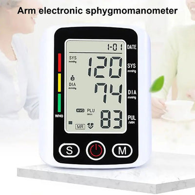 Health Care Digital LCD arm tensiometers Blood Pressure Monitor Heart rate Meter Large Cuff Sphygmomanometer Portable Tonometer - Slobuy