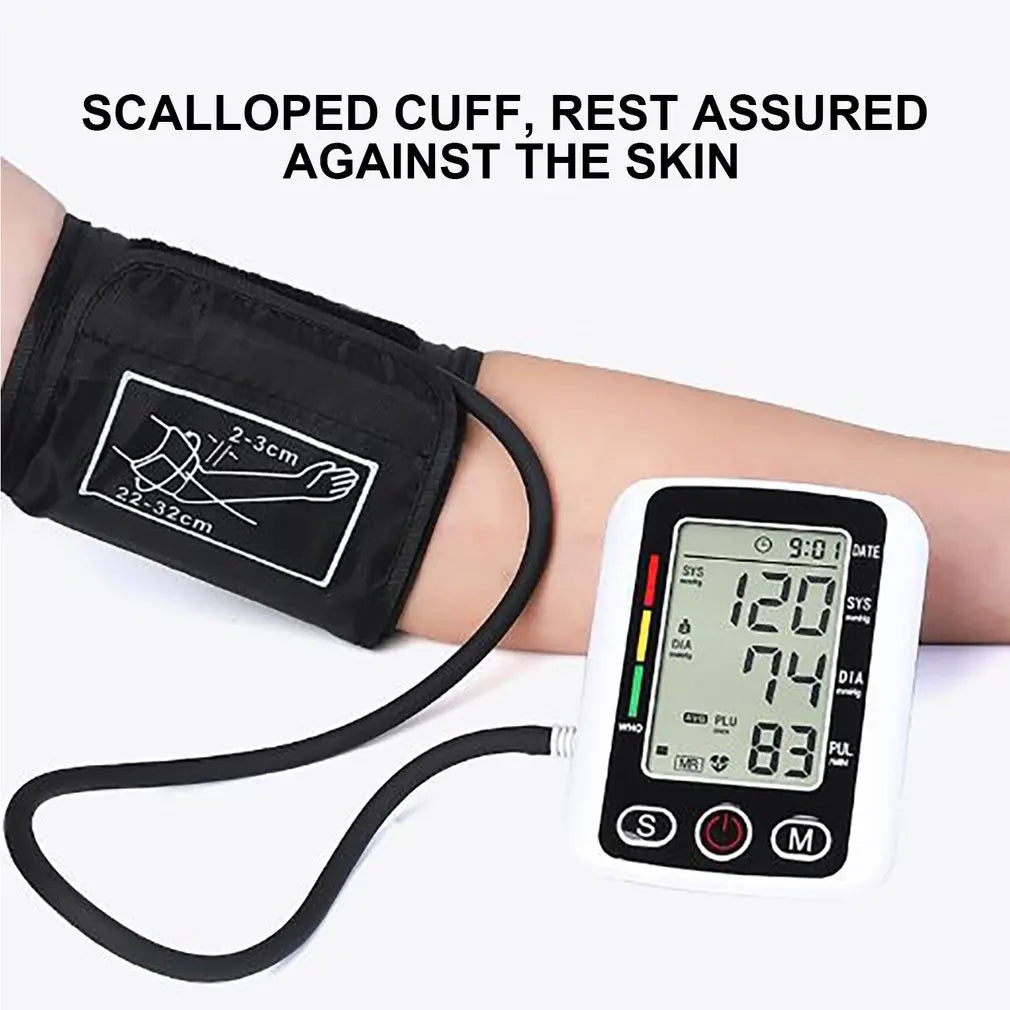 Health Care Digital LCD arm tensiometers Blood Pressure Monitor Heart rate Meter Large Cuff Sphygmomanometer Portable Tonometer - Slobuy