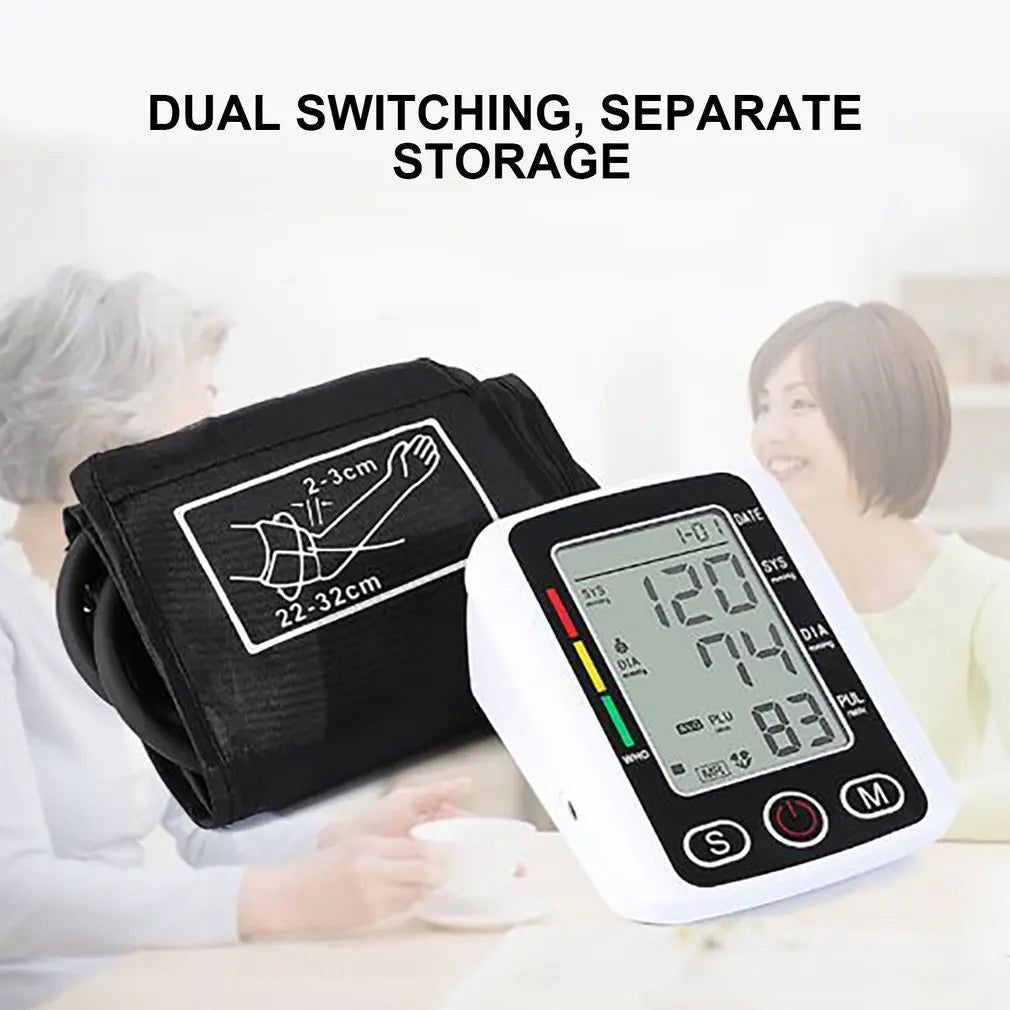 Health Care Digital LCD arm tensiometers Blood Pressure Monitor Heart rate Meter Large Cuff Sphygmomanometer Portable Tonometer - Slobuy