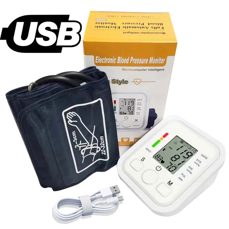 Health Care Digital LCD arm tensiometers Blood Pressure Monitor Heart rate Meter Large Cuff Sphygmomanometer Portable Tonometer - Slobuy