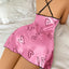 Heart   Letter Print Nightdress  Casual Round Neck Spaghetti Strap Sleep Dress  Women's Sleepwear   Dresses - Slobuy