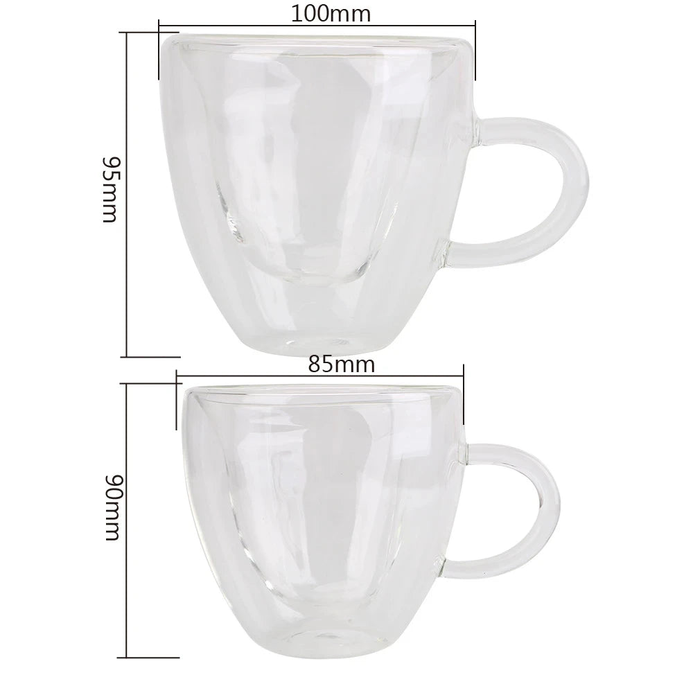 Heart Love Shaped Glass Mug Couple Cups Double Glass Cup Heat-Resisting Wine Glasses Tea Mugs Milk Espresso Coffee Cup Drinkware - Slobuy