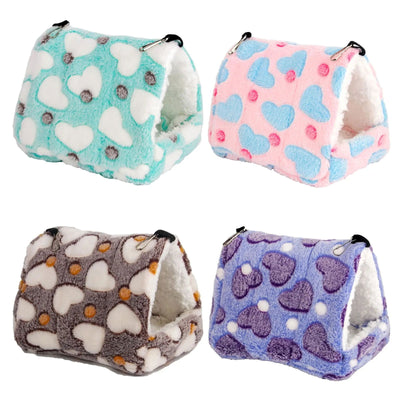 Heart Plush Pet Hamster Nest for Birds House Warm Comfortable Winter Parrot Hammock Cave Cage Hut Tent Pet Bird Cage Accessories - Slobuy
