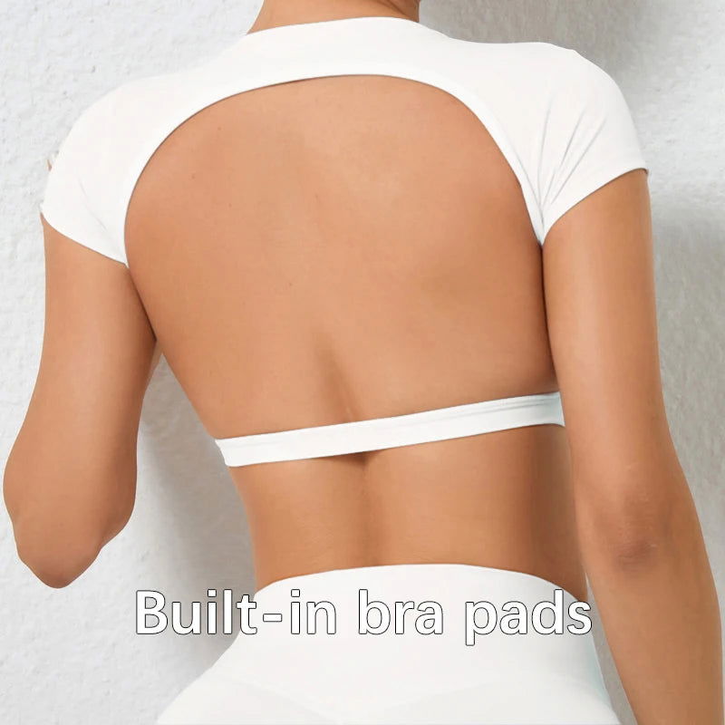 Hearuisavy Sports Shirts Breathable Workout Tops Fitness Sportswear Female Backless Yoga Clothing Sport Crop Tops Women Gym Top - Slobuy
