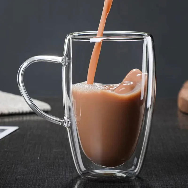 Heat Resistant Double Wall Glass Cup High Borosilicate Glass Mug Beer Juice Coffee Water Cups Transparent Cup Drinkware Gift - Slobuy