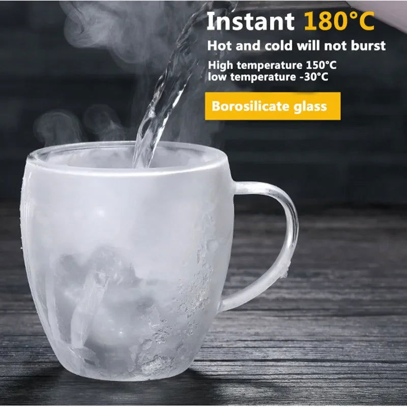 Heat Resistant Double Wall Glass Cup High Borosilicate Glass Mug Beer Juice Coffee Water Cups Transparent Cup Drinkware Gift - Slobuy