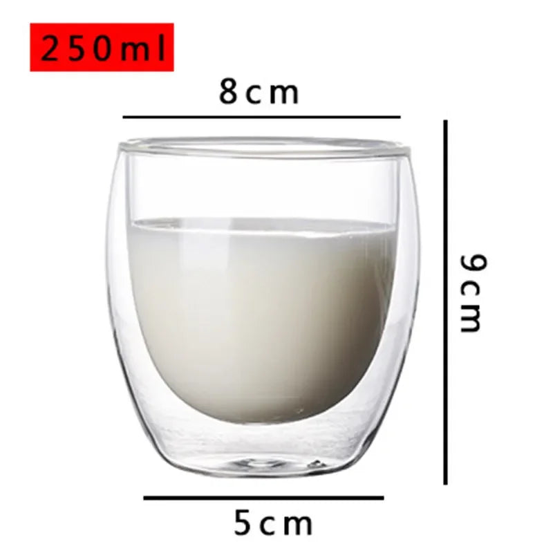 Heat Resistant Double Wall Glass Cup High Borosilicate Glass Mug Beer Juice Coffee Water Cups Transparent Cup Drinkware Gift - Slobuy