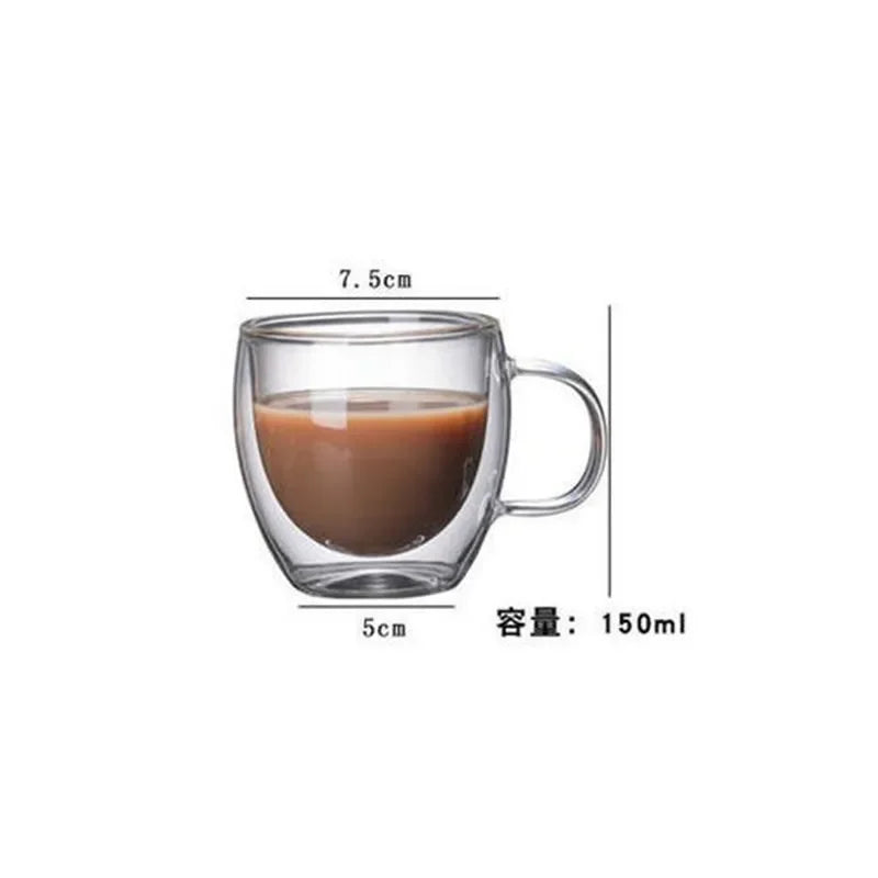 Heat Resistant Double Wall Glass Cup High Borosilicate Glass Mug Beer Juice Coffee Water Cups Transparent Cup Drinkware Gift - Slobuy