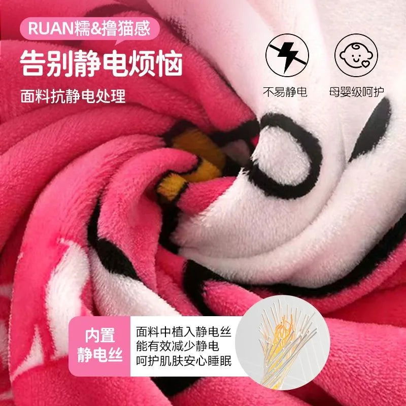 Hello Kitty Cartoon Blanket Kawaii Kt Cat Home Textile Flannel Soft Warm Throw Blanket Bedding Sofa Cover for Girls Gift - Slobuy