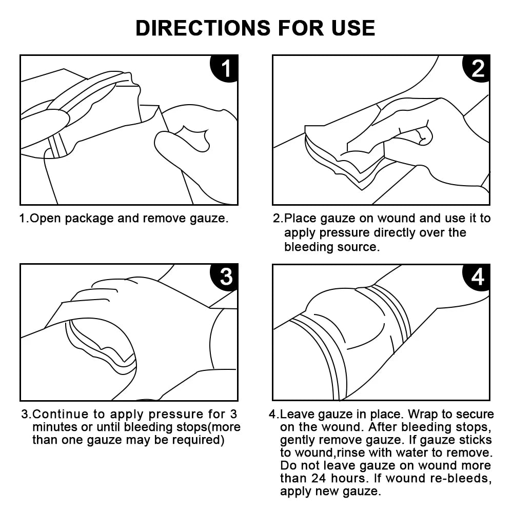 Hemostatic Kaolin Gauze Combat Emergency Trauma Z-Folded Soluble For Ifak Tactical Outdoor First Aid Kit Medical Wound Dressing - Slobuy
