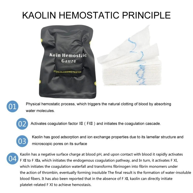 Hemostatic Kaolin Gauze Combat Emergency Trauma Z-Folded Soluble For Ifak Tactical Outdoor First Aid Kit Medical Wound Dressing - Slobuy