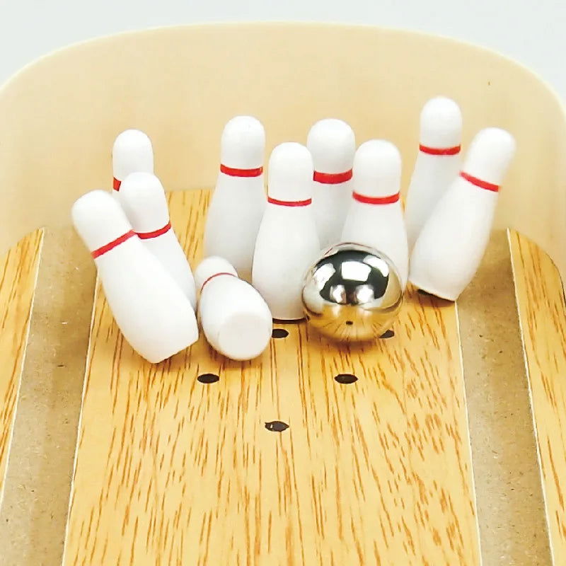 High-end small safe wooden children's educational innovation toys mini bowling set tabletop game wooden parent-child fun toys - Slobuy