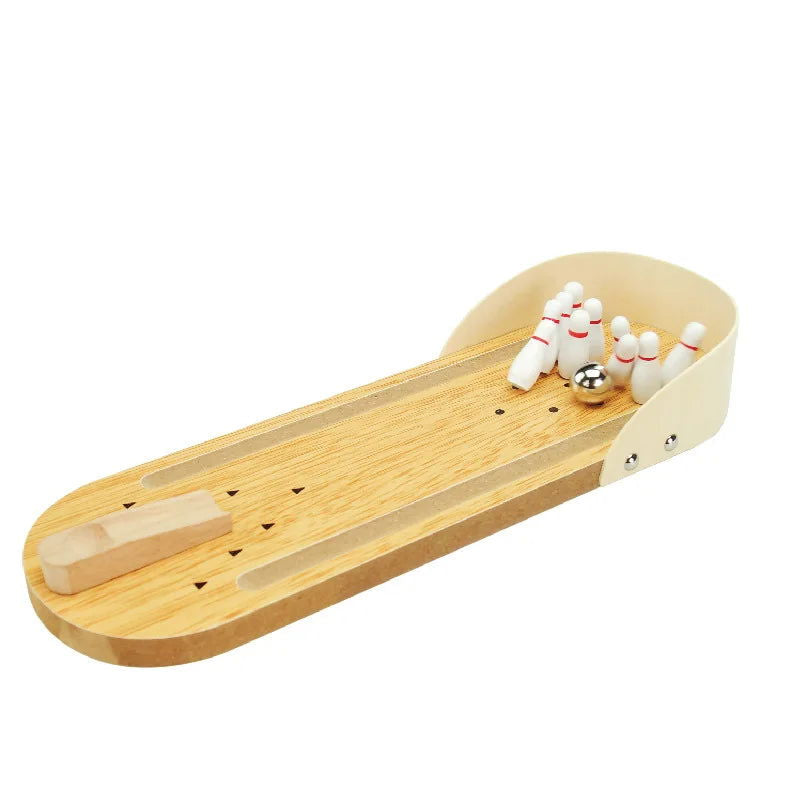 High-end small safe wooden children's educational innovation toys mini bowling set tabletop game wooden parent-child fun toys - Slobuy