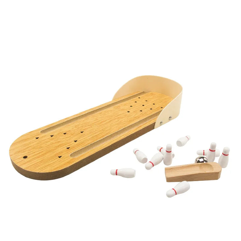 High-end small safe wooden children's educational innovation toys mini bowling set tabletop game wooden parent-child fun toys - Slobuy