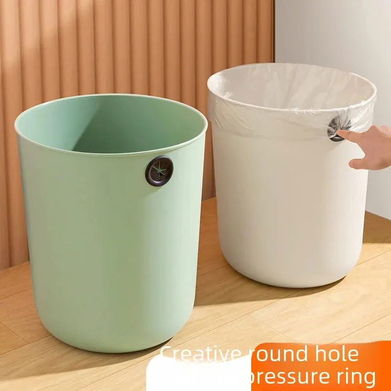 High Aesthetic Simple Style Plastic Trash Can Home Kitchen Bathroom Bedroom Office Use Round Shape - Slobuy