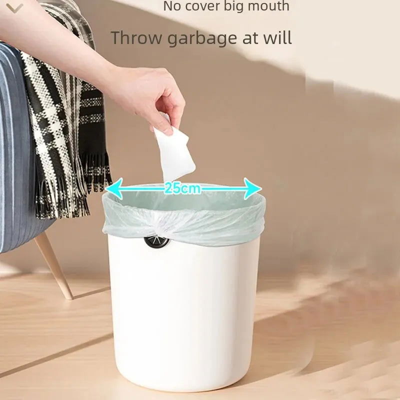 High Aesthetic Simple Style Plastic Trash Can Home Kitchen Bathroom Bedroom Office Use Round Shape - Slobuy