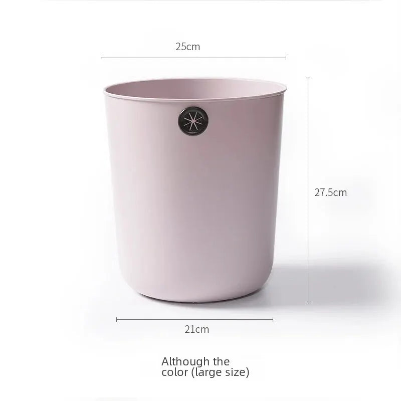 High Aesthetic Simple Style Plastic Trash Can Home Kitchen Bathroom Bedroom Office Use Round Shape - Slobuy