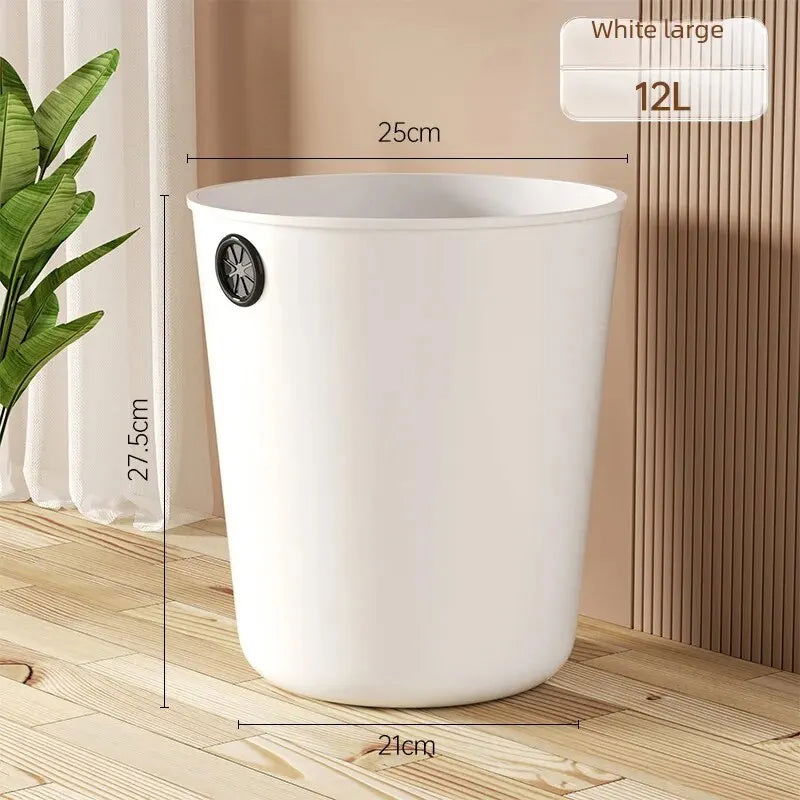 High Aesthetic Simple Style Plastic Trash Can Home Kitchen Bathroom Bedroom Office Use Round Shape - Slobuy