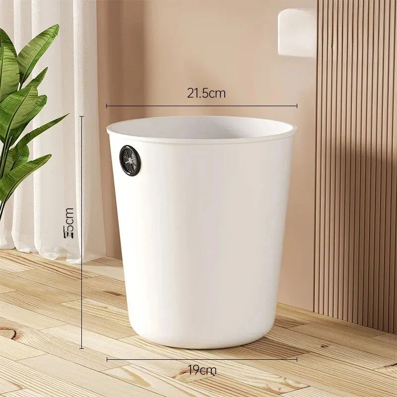 High Aesthetic Simple Style Plastic Trash Can Home Kitchen Bathroom Bedroom Office Use Round Shape - Slobuy