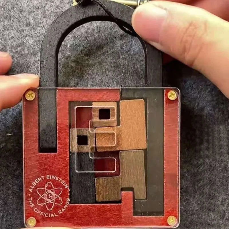 High Difficulty Level IQ Einstein Lock Puzzle Classic Wooden Brainteaser Puzzles Game for Adults - Slobuy