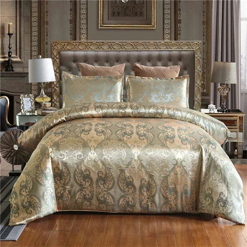 High End Jacquard King Size Bedding Set Luxury European Wedding Bedding Sets Queen American Satin Double Duvet Cover Set 220x240 - Slobuy