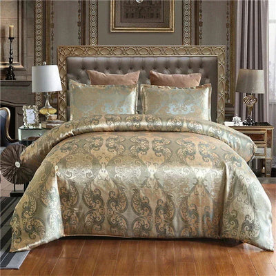 High End Jacquard King Size Bedding Set Luxury European Wedding Bedding Sets Queen American Satin Double Duvet Cover Set 220x240 - Slobuy
