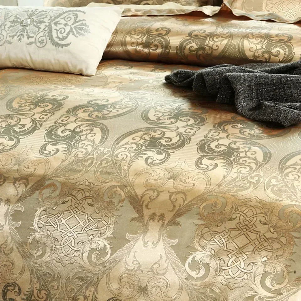 High End Jacquard King Size Bedding Set Luxury European Wedding Bedding Sets Queen American Satin Double Duvet Cover Set 220x240 - Slobuy