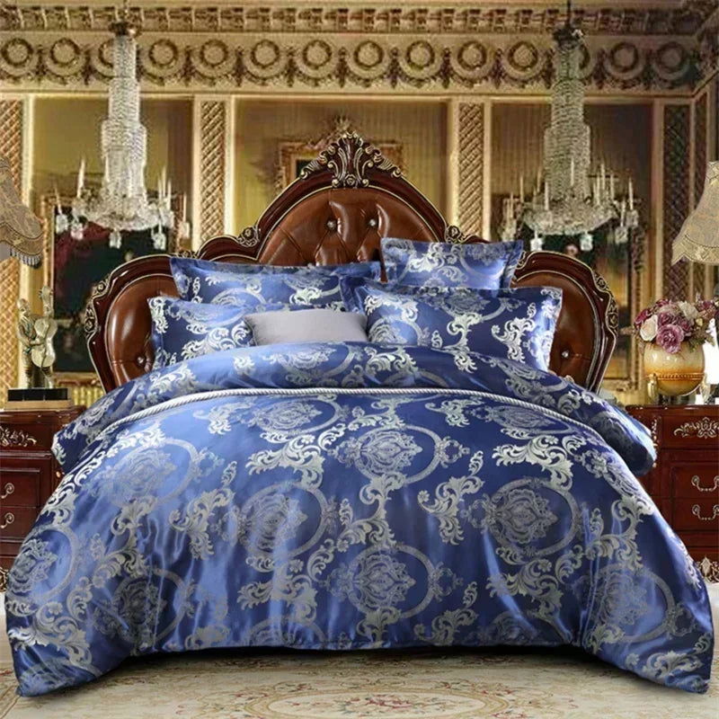 High End Jacquard King Size Bedding Set Luxury European Wedding Bedding Sets Queen American Satin Double Duvet Cover Set 220x240 - Slobuy