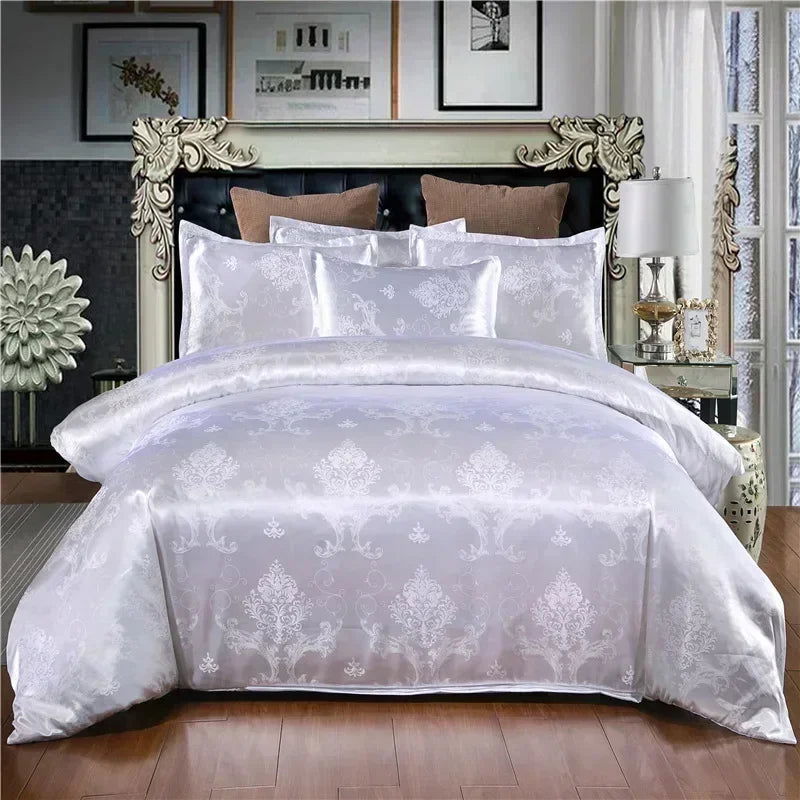 High End Jacquard King Size Bedding Set Luxury European Wedding Bedding Sets Queen American Satin Double Duvet Cover Set 220x240 - Slobuy