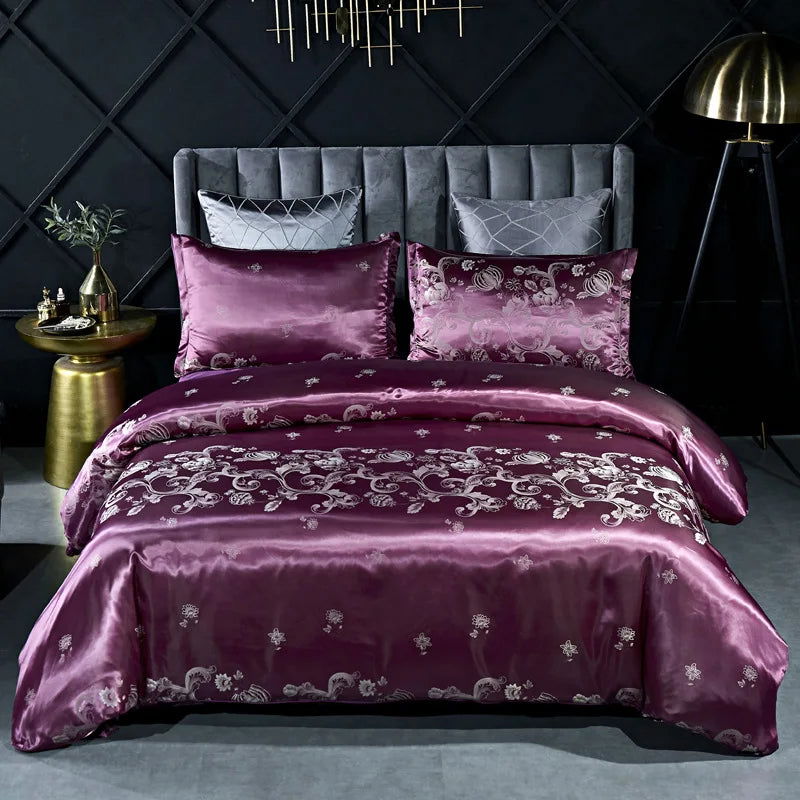 High End Jacquard King Size Bedding Set Luxury European Wedding Bedding Sets Queen American Satin Double Duvet Cover Set 220x240 - Slobuy
