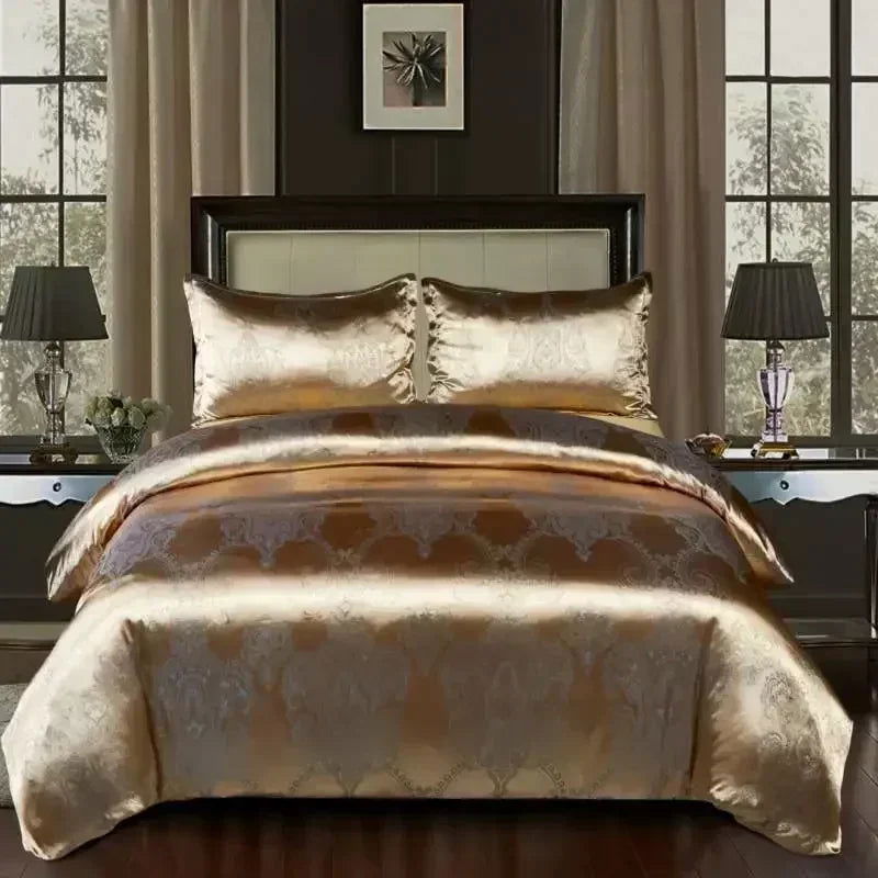 High End Jacquard King Size Bedding Set Luxury European Wedding Bedding Sets Queen American Satin Double Duvet Cover Set 220x240 - Slobuy