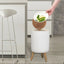 High Foot Wood Grain Trash Can Kitchen Bathroom Living Room Home Desktop Storage Bucket Office Hotel Trash Can Waste Bins - Slobuy