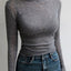 High Quality Plain T Shirt Women Cotton Elastic Basic T-shirts Female Casual Tops Long Sleeve Sexy Thin T-shirt see through - Slobuy