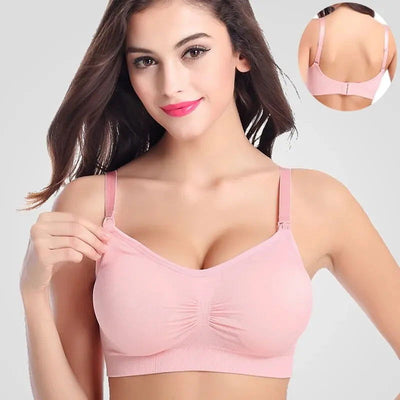High Quality Single Handed Front Buckle Nursing Bra Breathable Women Breastfeeding Underwear Seamless Maternity Bra Push Up - Slobuy