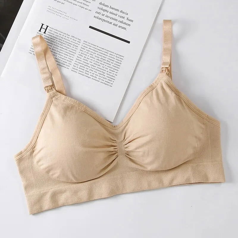 High Quality Single Handed Front Buckle Nursing Bra Breathable Women Breastfeeding Underwear Seamless Maternity Bra Push Up - Slobuy