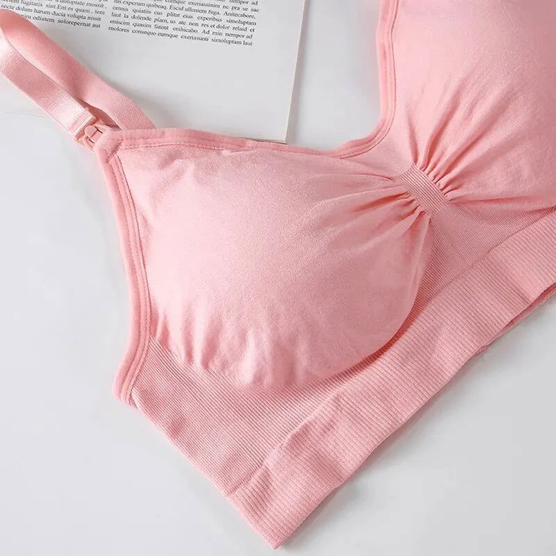 High Quality Single Handed Front Buckle Nursing Bra Breathable Women Breastfeeding Underwear Seamless Maternity Bra Push Up - Slobuy