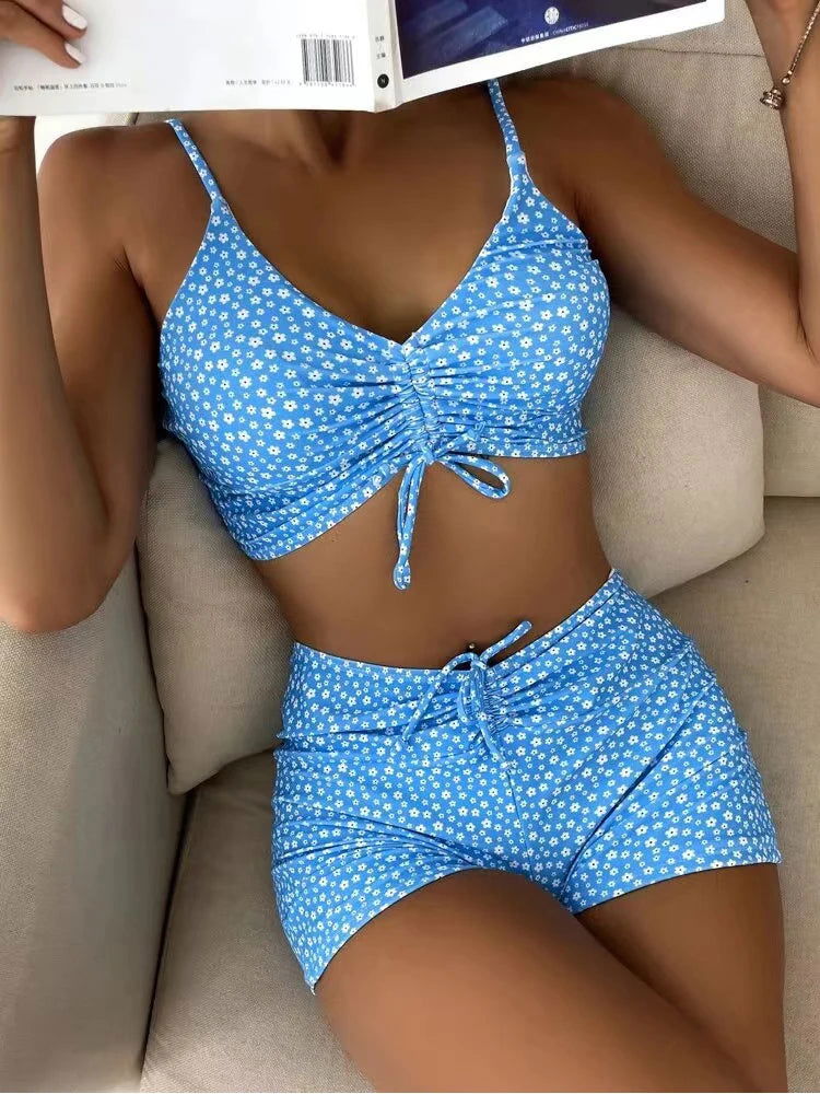 High Waist Bikini Swimsuit Women 2023 Push Up Bikini Floral Swimsuit Print Bikini boxers Swimwear Swim Trunks Bathing Suit - Slobuy