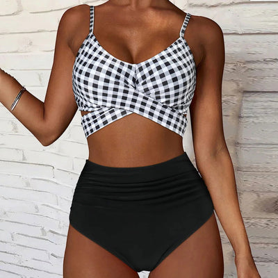 High Waist  Sexy Bikini Set 2024  Biquini Swimwear Women Two Pieces Swimsuit Floral Beachwear V-Neck Bathing Suits Female - Slobuy