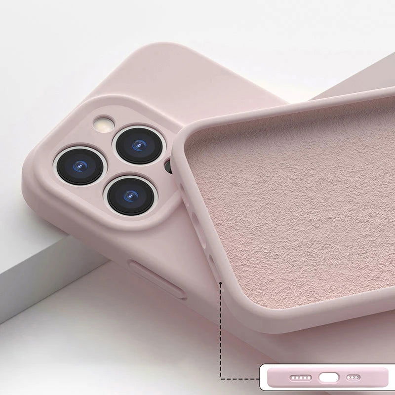 High quality Original Square Liquid Soft Silicone Phone Case For iPhone 15 14 11 12 13 Pro Max Plus colorful fashion Cover - Slobuy