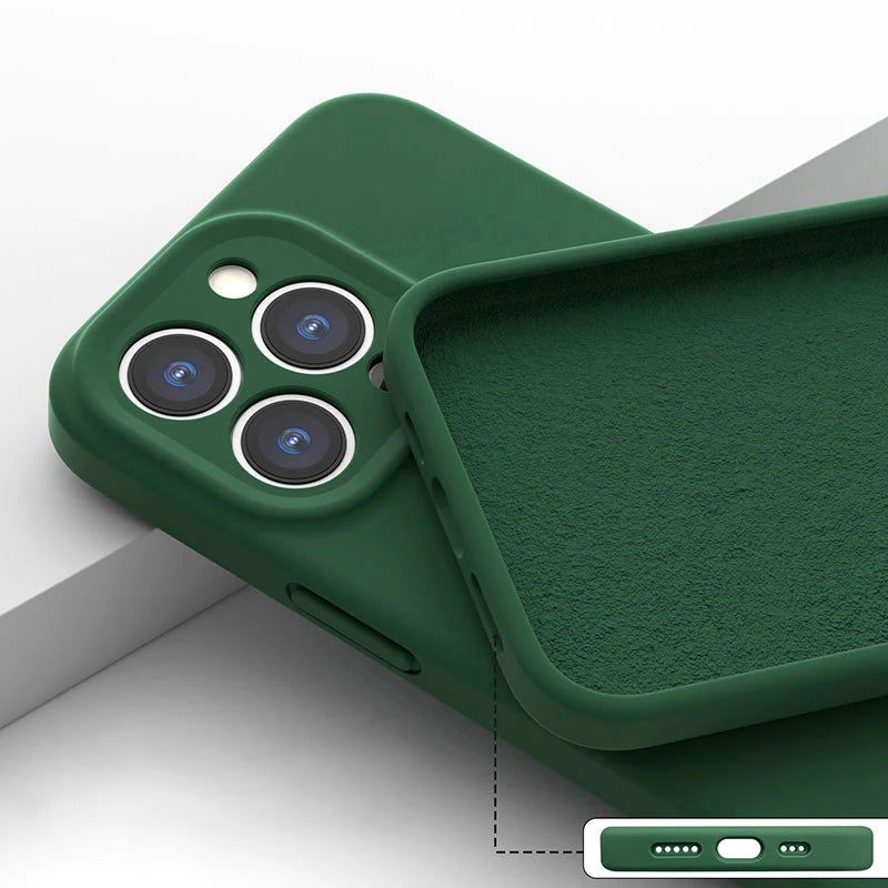 High quality Original Square Liquid Soft Silicone Phone Case For iPhone 15 14 11 12 13 Pro Max Plus colorful fashion Cover - Slobuy