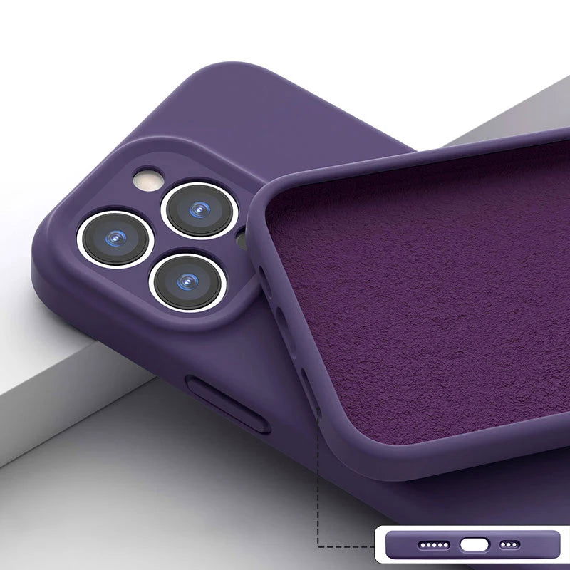 High quality Original Square Liquid Soft Silicone Phone Case For iPhone 15 14 11 12 13 Pro Max Plus colorful fashion Cover - Slobuy